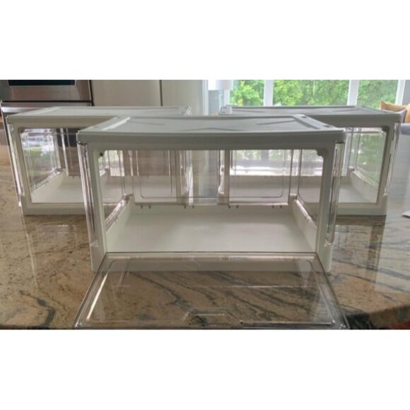 New Clear Storage Bin with Lid 3 Pack Stackable & Sturdy Plastic Bins for Storag - Picture 3 of 6